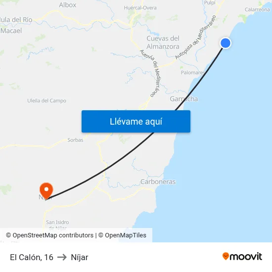 El Calón, 16 to Níjar map
