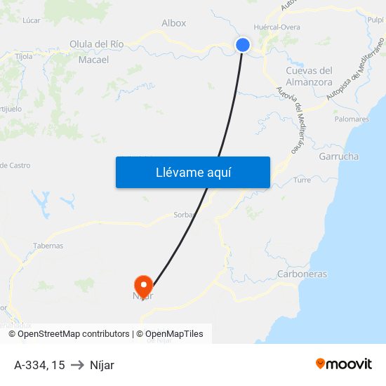 A-334, 15 to Níjar map