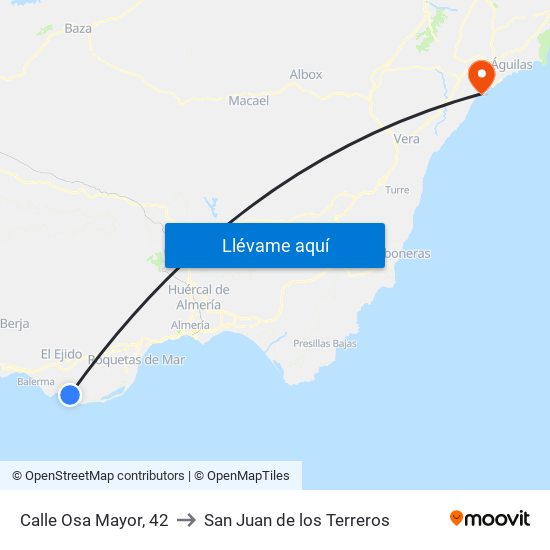 Calle Osa Mayor, 42 to San Juan de los Terreros map