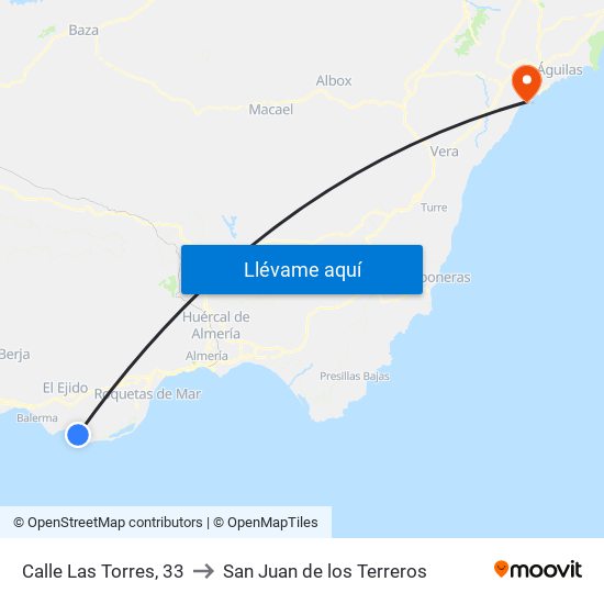 Calle Las Torres, 33 to San Juan de los Terreros map