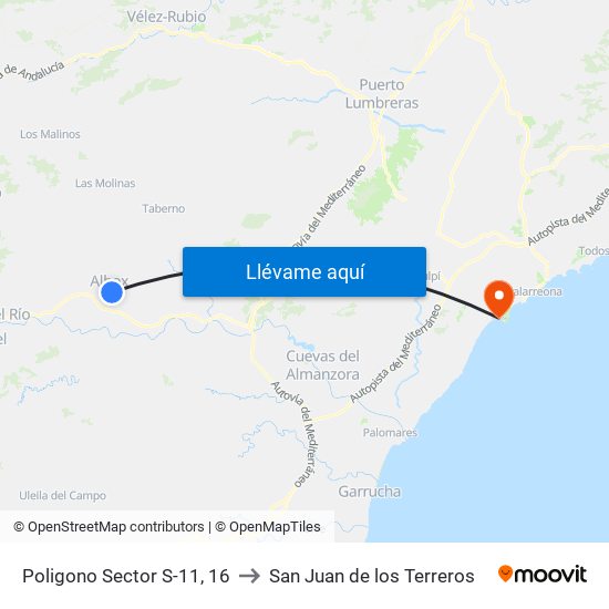 Poligono Sector S-11, 16 to San Juan de los Terreros map