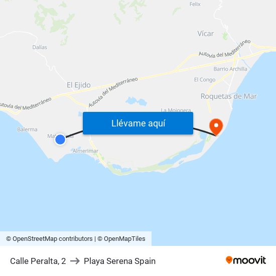 Calle Peralta, 2 to Playa Serena Spain map