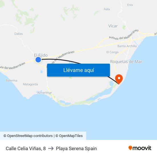 Calle Celia Viñas, 8 to Playa Serena Spain map