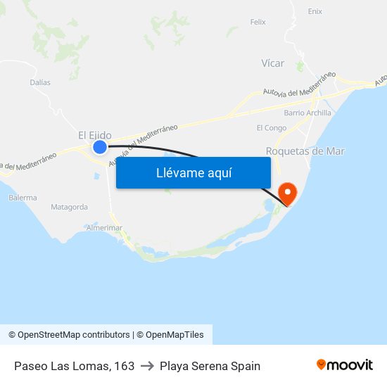 Paseo Las Lomas, 163 to Playa Serena Spain map