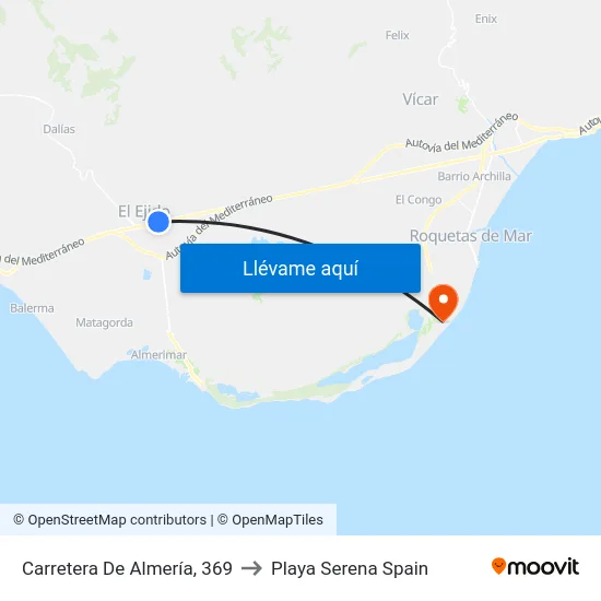 Carretera De Almería, 369 to Playa Serena Spain map