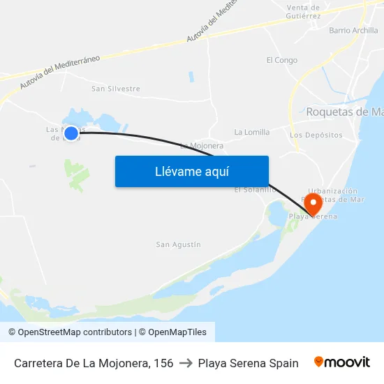 Carretera De La Mojonera, 156 to Playa Serena Spain map
