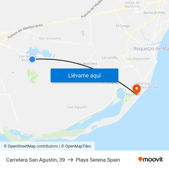 Carretera San Agustín, 39 to Playa Serena Spain map