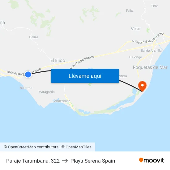 Paraje Tarambana, 322 to Playa Serena Spain map