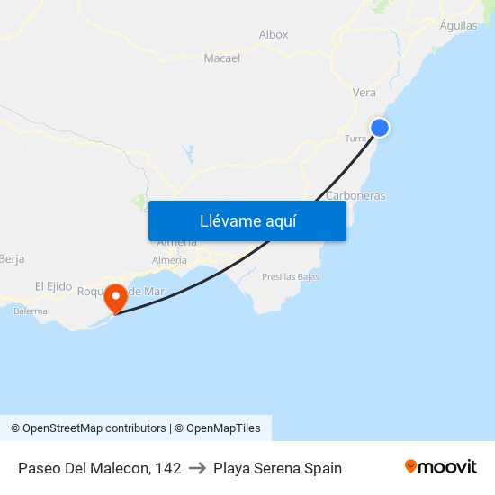 Paseo Del Malecon, 142 to Playa Serena Spain map