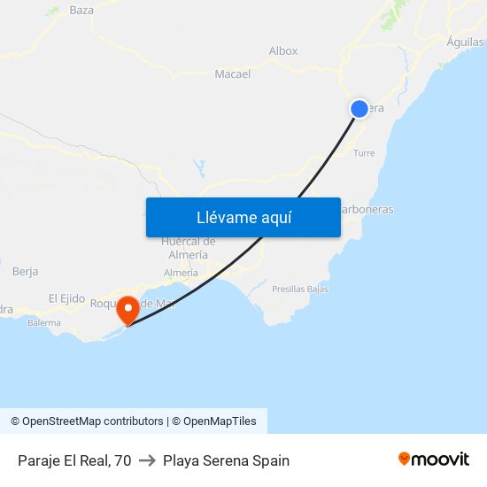 Paraje El Real, 70 to Playa Serena Spain map