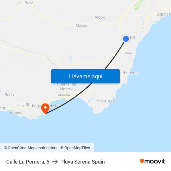 Calle La Pernera, 6 to Playa Serena Spain map