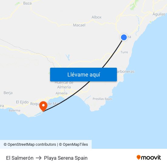 El Salmerón to Playa Serena Spain map