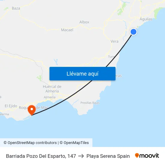 Barriada Pozo Del Esparto, 147 to Playa Serena Spain map