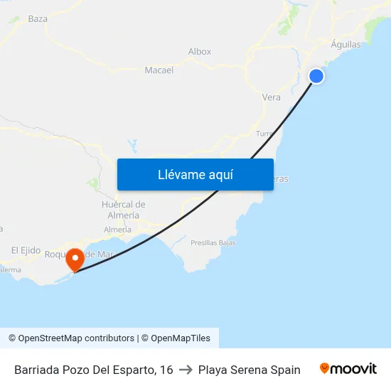Barriada Pozo Del Esparto, 16 to Playa Serena Spain map