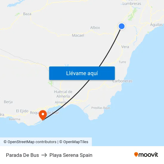 Parada De Bus to Playa Serena Spain map