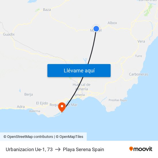 Urbanizacion Ue-1, 73 to Playa Serena Spain map