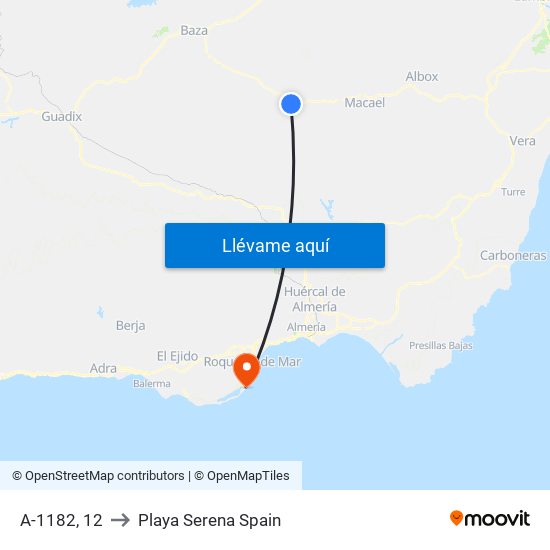 A-1182, 12 to Playa Serena Spain map