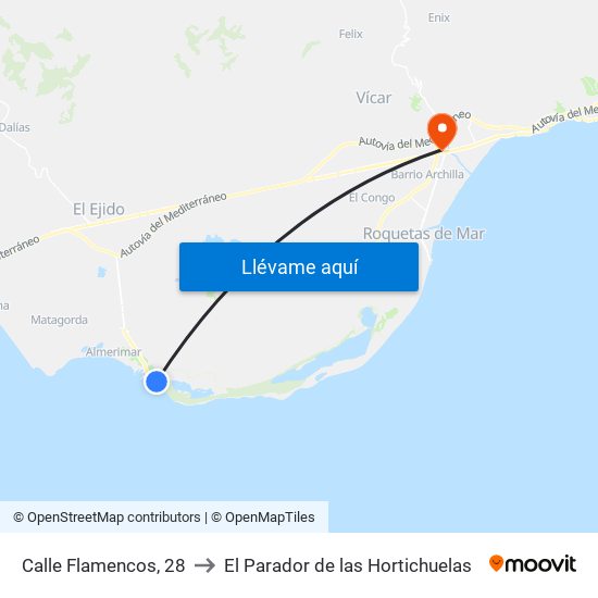 Calle Flamencos, 28 to El Parador de las Hortichuelas map