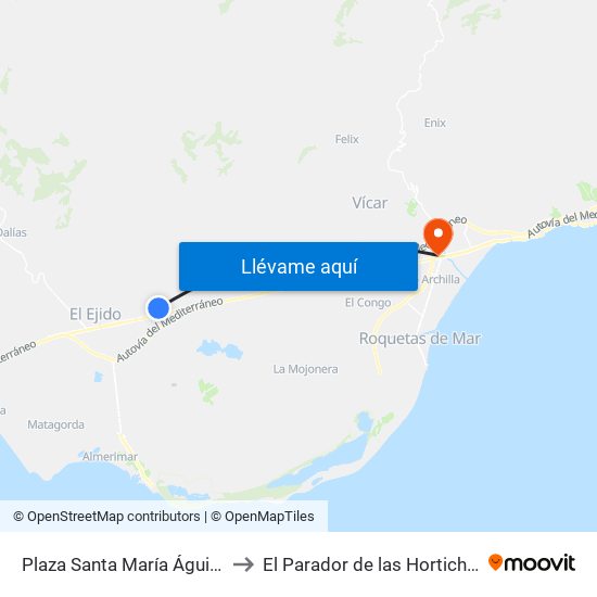 Plaza Santa María Águila, 18 to El Parador de las Hortichuelas map