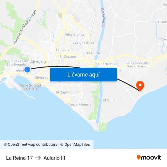 La Reina 17 to Aulario III map