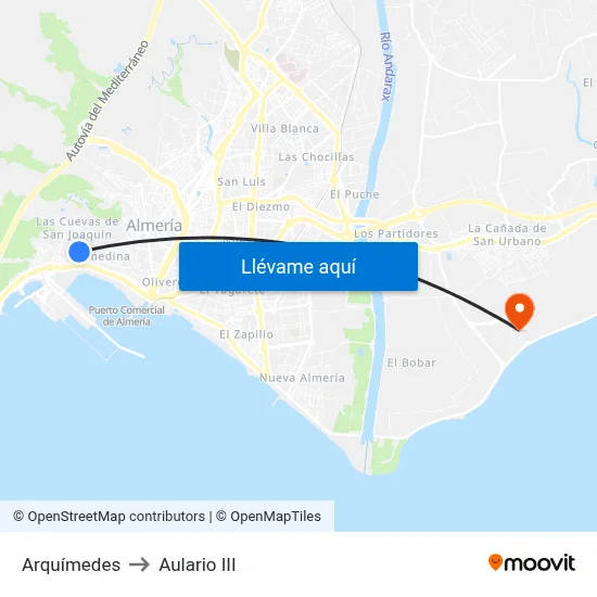 Arquímedes to Aulario III map