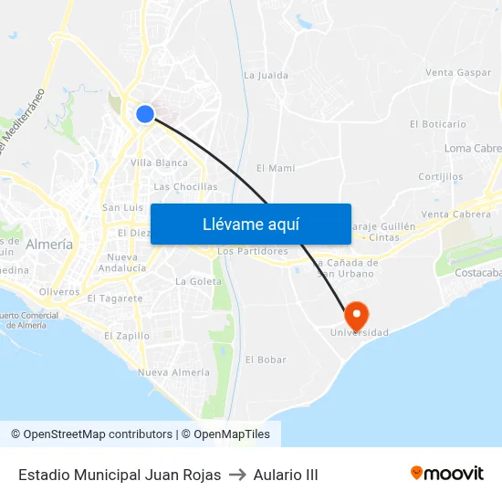 Estadio Municipal Juan Rojas to Aulario III map