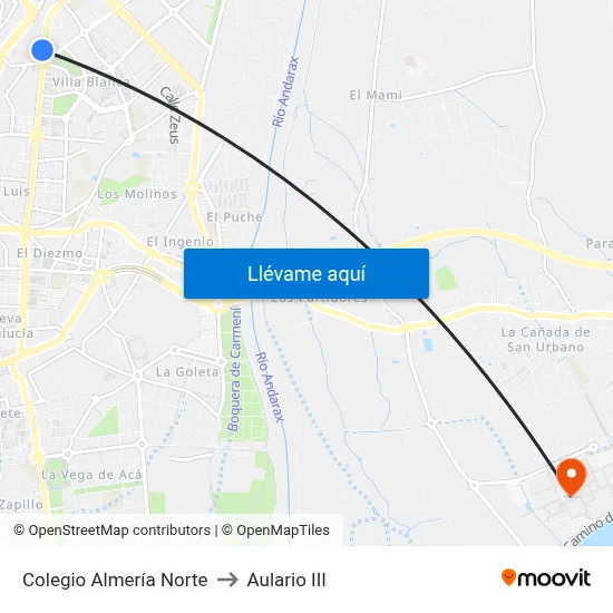 Colegio Almería Norte to Aulario III map