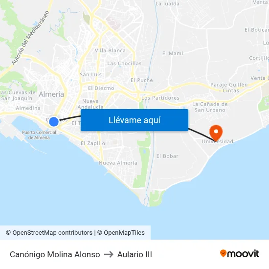 Canónigo Molina Alonso to Aulario III map