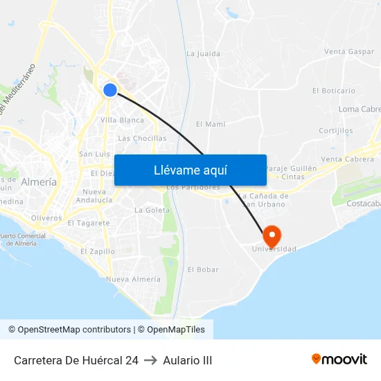 Carretera De Huércal 24 to Aulario III map