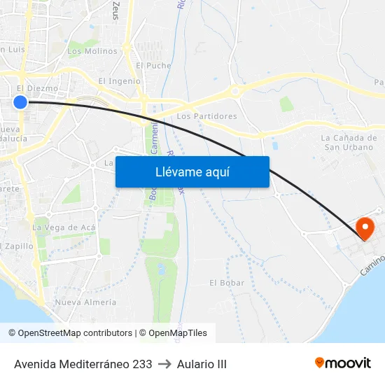 Avenida Mediterráneo 233 to Aulario III map