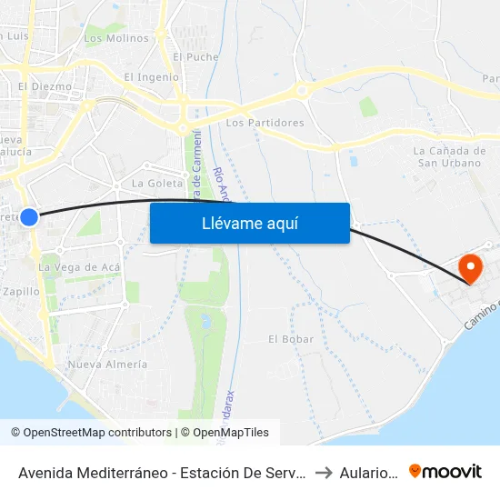 Avenida Mediterráneo - Estación De Servicio to Aulario III map