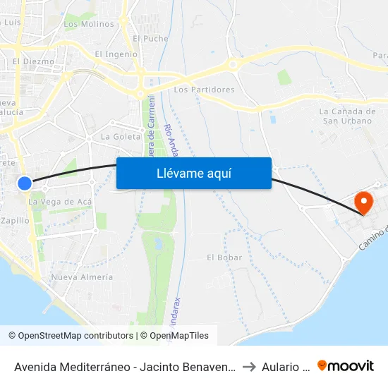 Avenida Mediterráneo - Jacinto Benavente to Aulario III map