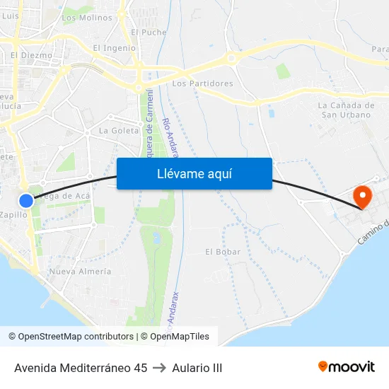 Avenida Mediterráneo 45 to Aulario III map
