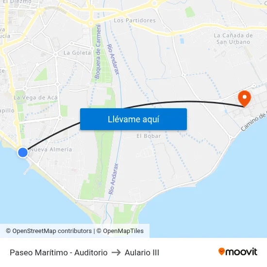 Paseo Marítimo - Auditorio to Aulario III map