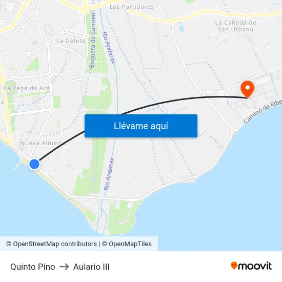 Quinto Pino to Aulario III map