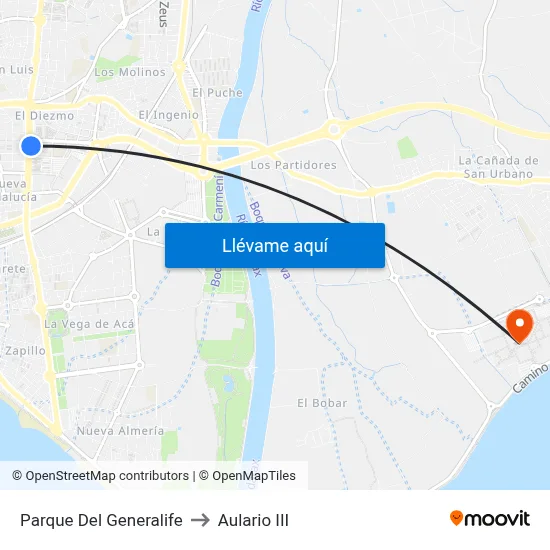 Parque Del Generalife to Aulario III map