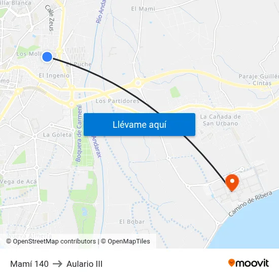 Mamí 140 to Aulario III map