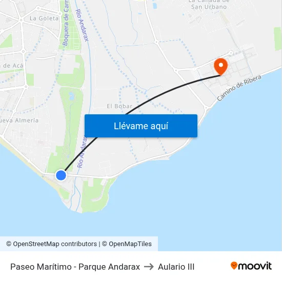 Paseo Marítimo - Parque Andarax to Aulario III map