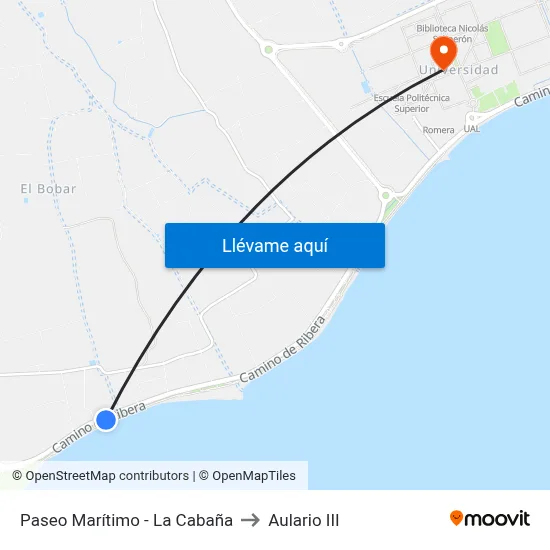 Paseo Marítimo - La Cabaña to Aulario III map