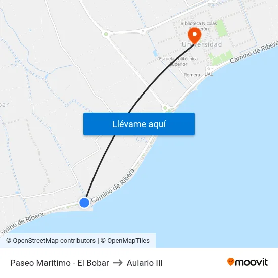 Paseo Marítimo - El Bobar to Aulario III map