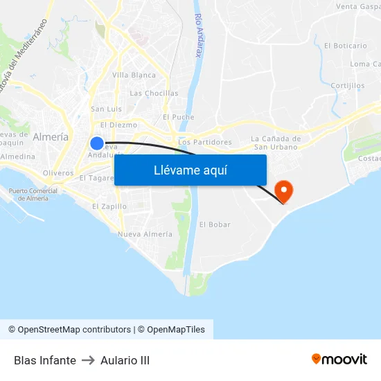 Blas Infante to Aulario III map