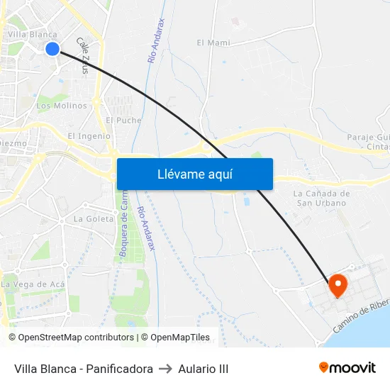 Villa Blanca - Panificadora to Aulario III map