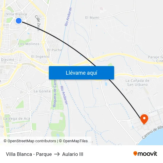 Villa Blanca - Parque to Aulario III map