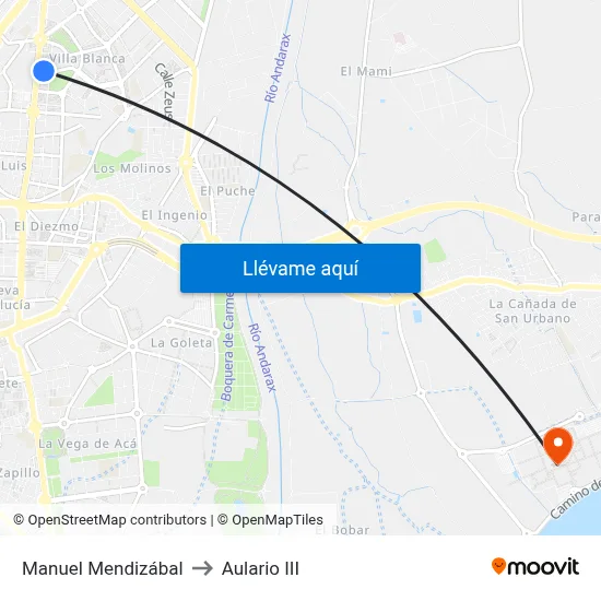 Manuel Mendizábal to Aulario III map