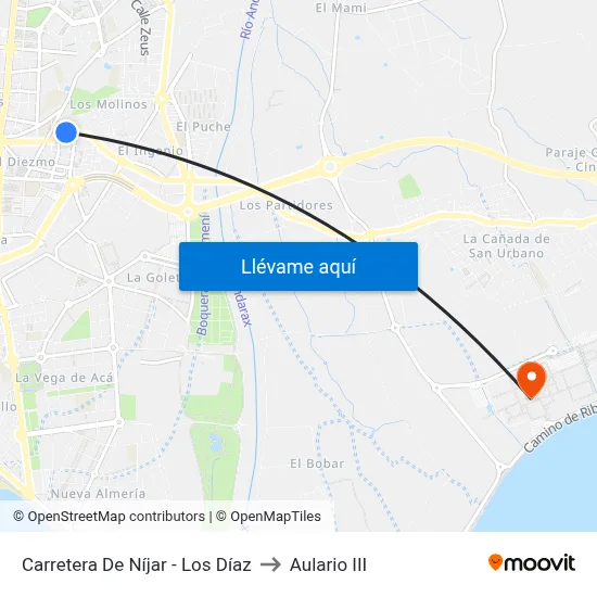 Carretera De Níjar - Los Díaz to Aulario III map