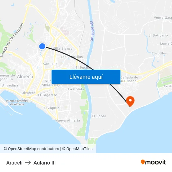 Araceli to Aulario III map