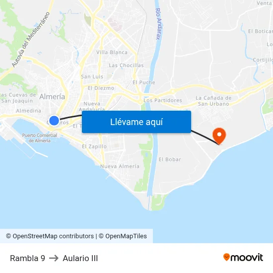 Rambla 9 to Aulario III map