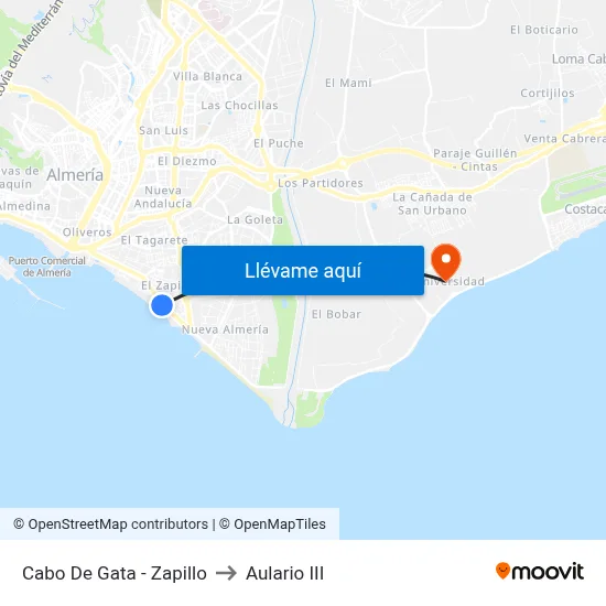 Cabo De Gata - Zapillo to Aulario III map