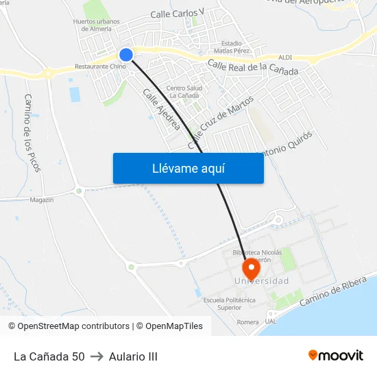 La Cañada 50 to Aulario III map