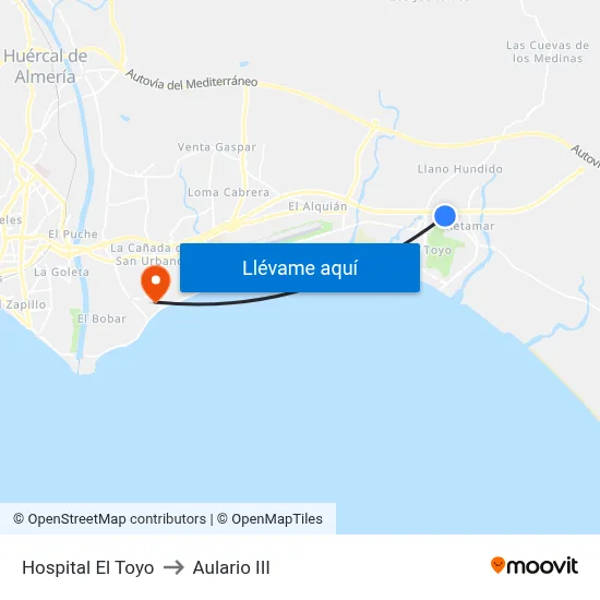 Hospital El Toyo to Aulario III map